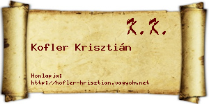 Kofler Krisztián névjegykártya