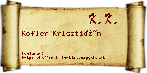 Kofler Krisztián névjegykártya